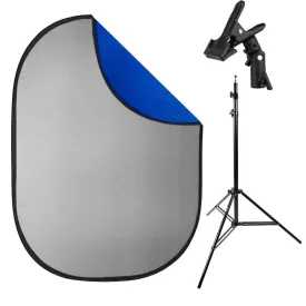 Blue/Grey Backdrop Photo 1.5x2m, Stand Frame & Clamp