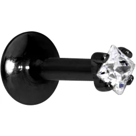 1/4 Clear Square CZ Black PVD Internally Threaded Labret Monroe