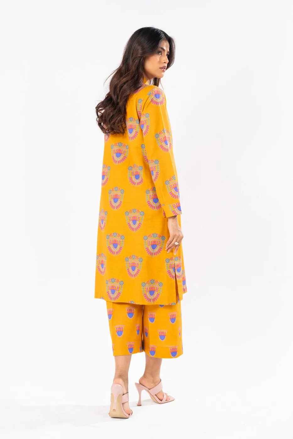 2 Pc Printed Khaddar Shirt With Khaddar Trouser