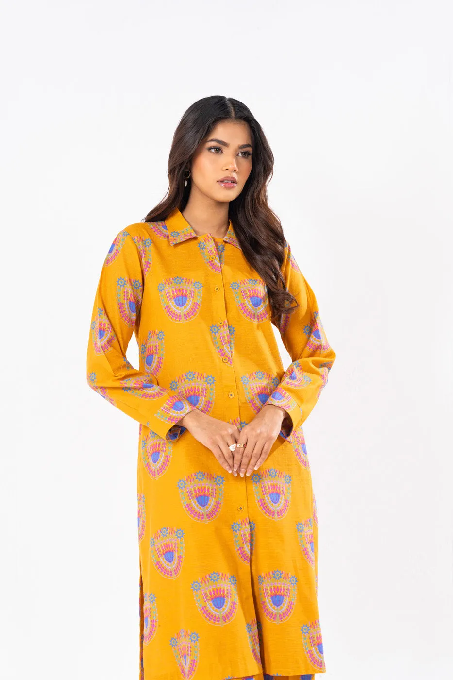 2 Pc Printed Khaddar Shirt With Khaddar Trouser