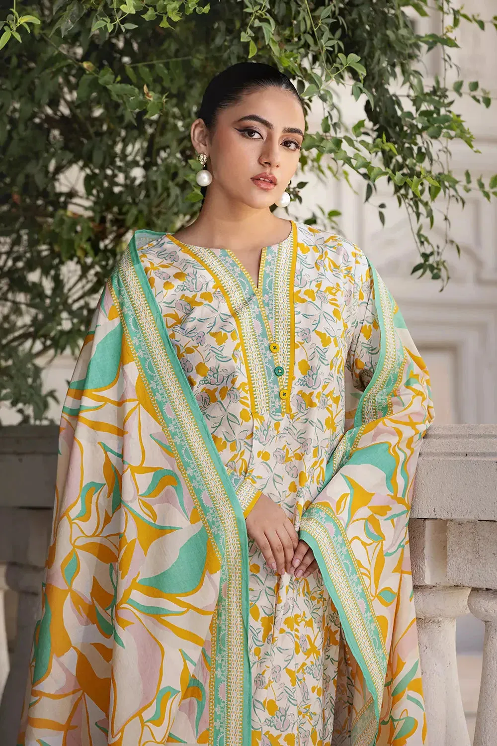 2PC Stitched Printed Lawn Shirt and Dupatta KSD-2673