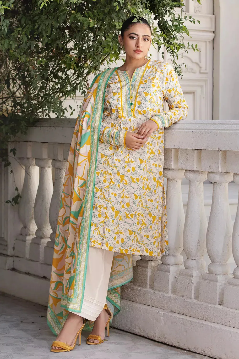 2PC Stitched Printed Lawn Shirt and Dupatta KSD-2673