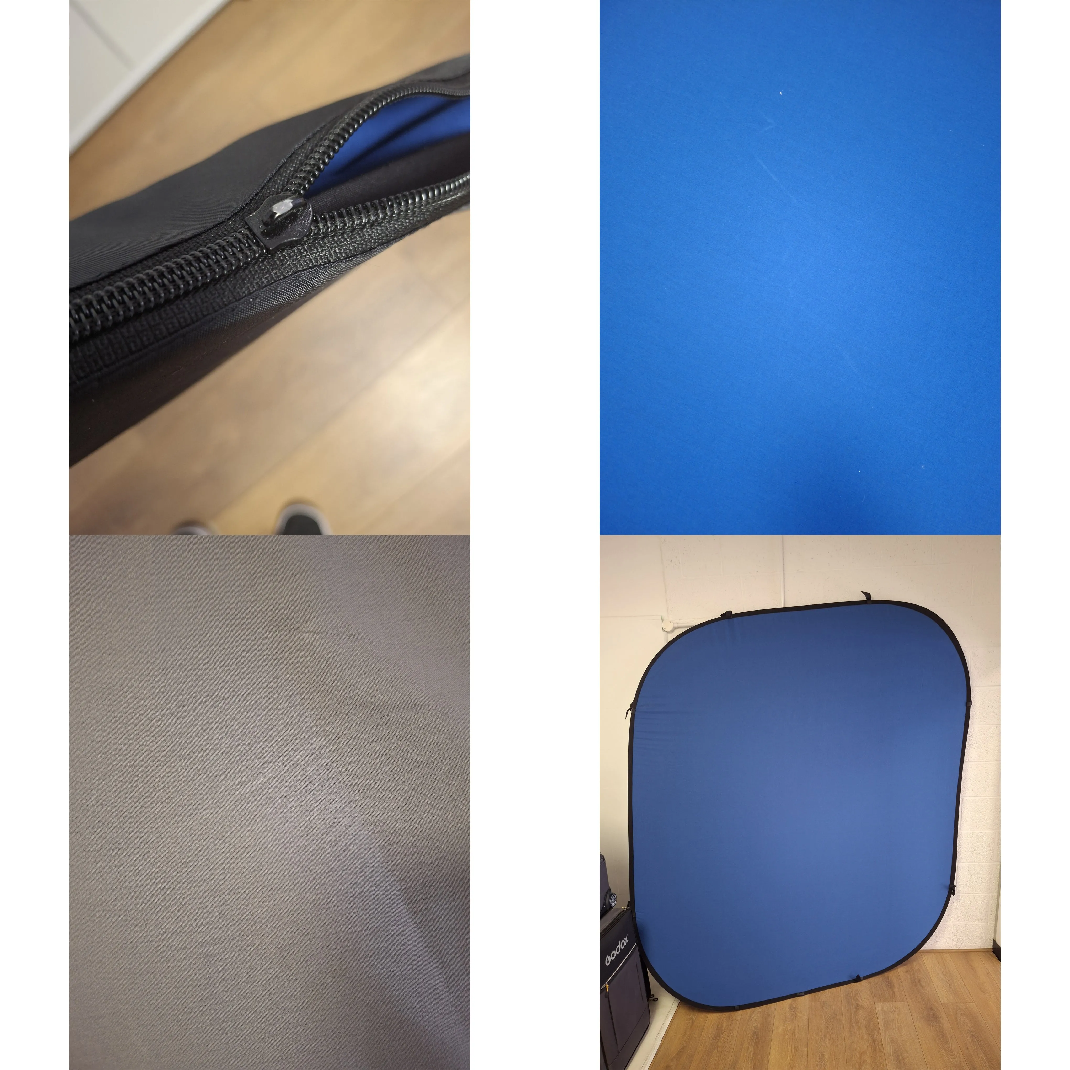 2x2.3m Dual Side Collapsible Background Board (Blue/Grey)