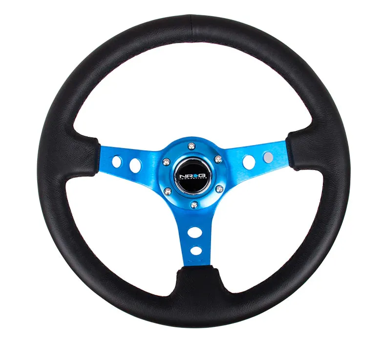 (350mm / 3in. Deep) Blk Leather w/Blue Circle Cutout Spokes