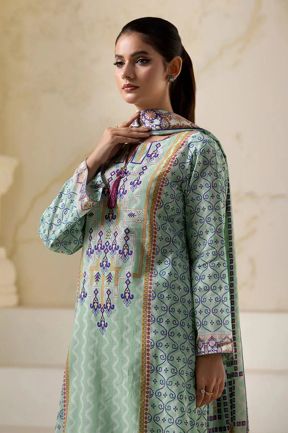 3PC Printed Unstitched Lawn Suit KLA-2746