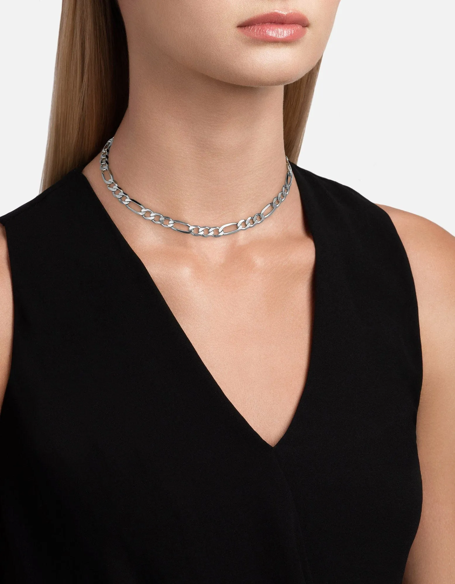 4.5mm Figaro Chain Choker, Sterling Silver