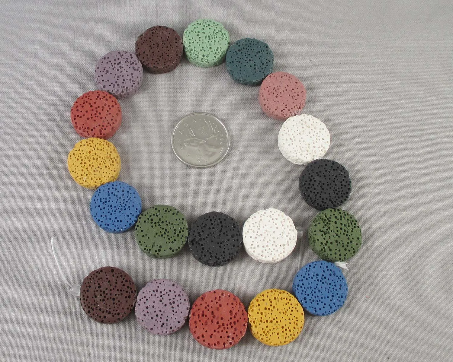 50% OFF!! Rainbow Lava Flat Round Beads 20mm (1718)