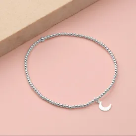 925 Pure Sterling Silver Moon Stretch Bracelet