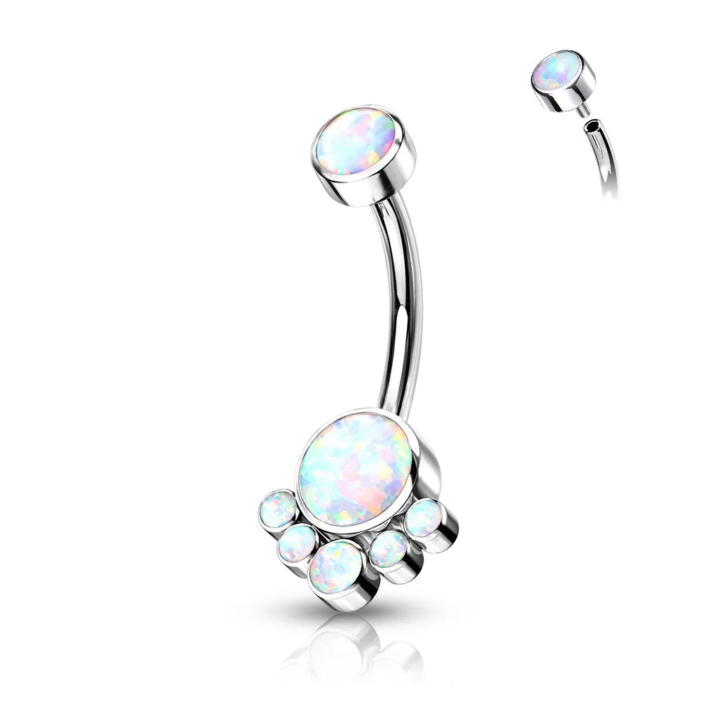 Adorned Titanium Internally Threaded Opal Belly Bars