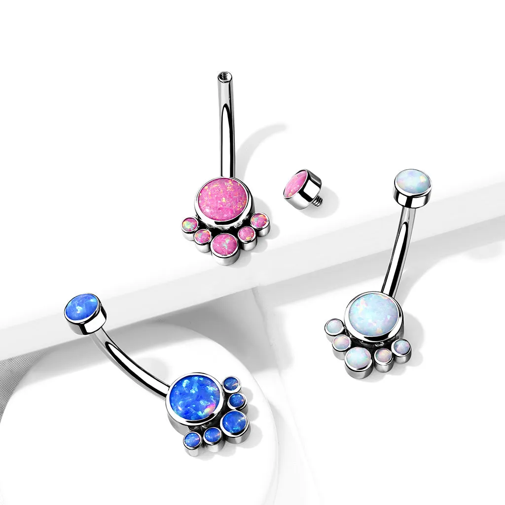 Adorned Titanium Internally Threaded Opal Belly Bars