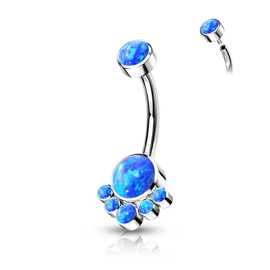 Adorned Titanium Internally Threaded Opal Belly Bars