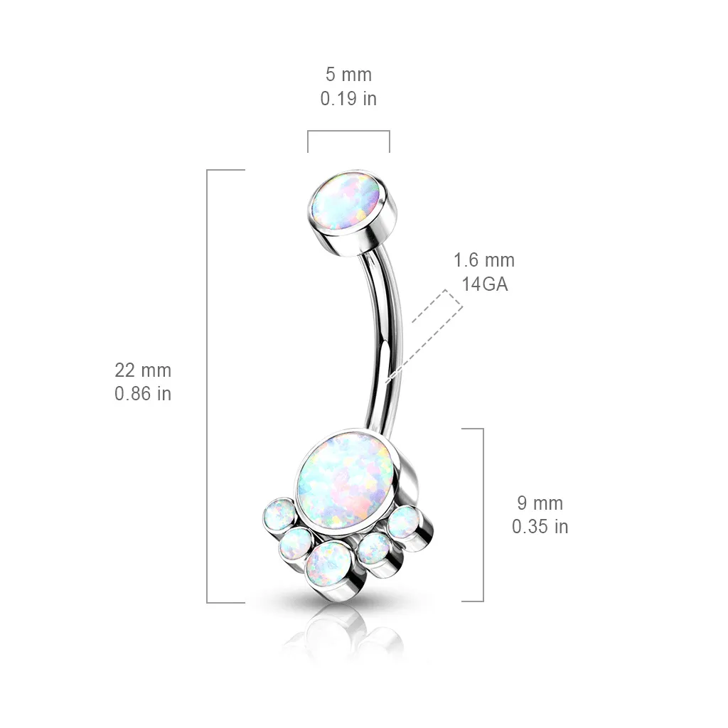 Adorned Titanium Internally Threaded Opal Belly Bars