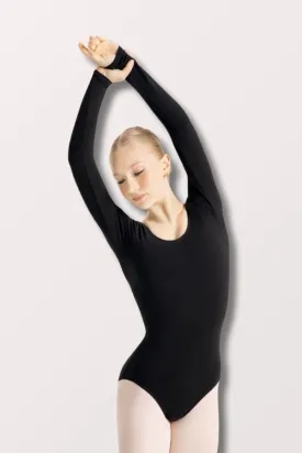 Adult Long Sleeve Cotton Leotard - Black