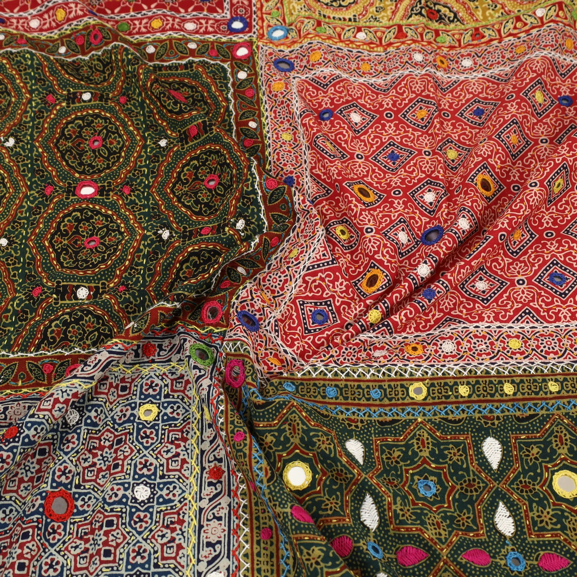 Ajrakh Print Patchwork Double Tagai Kantha Bed Cover 65