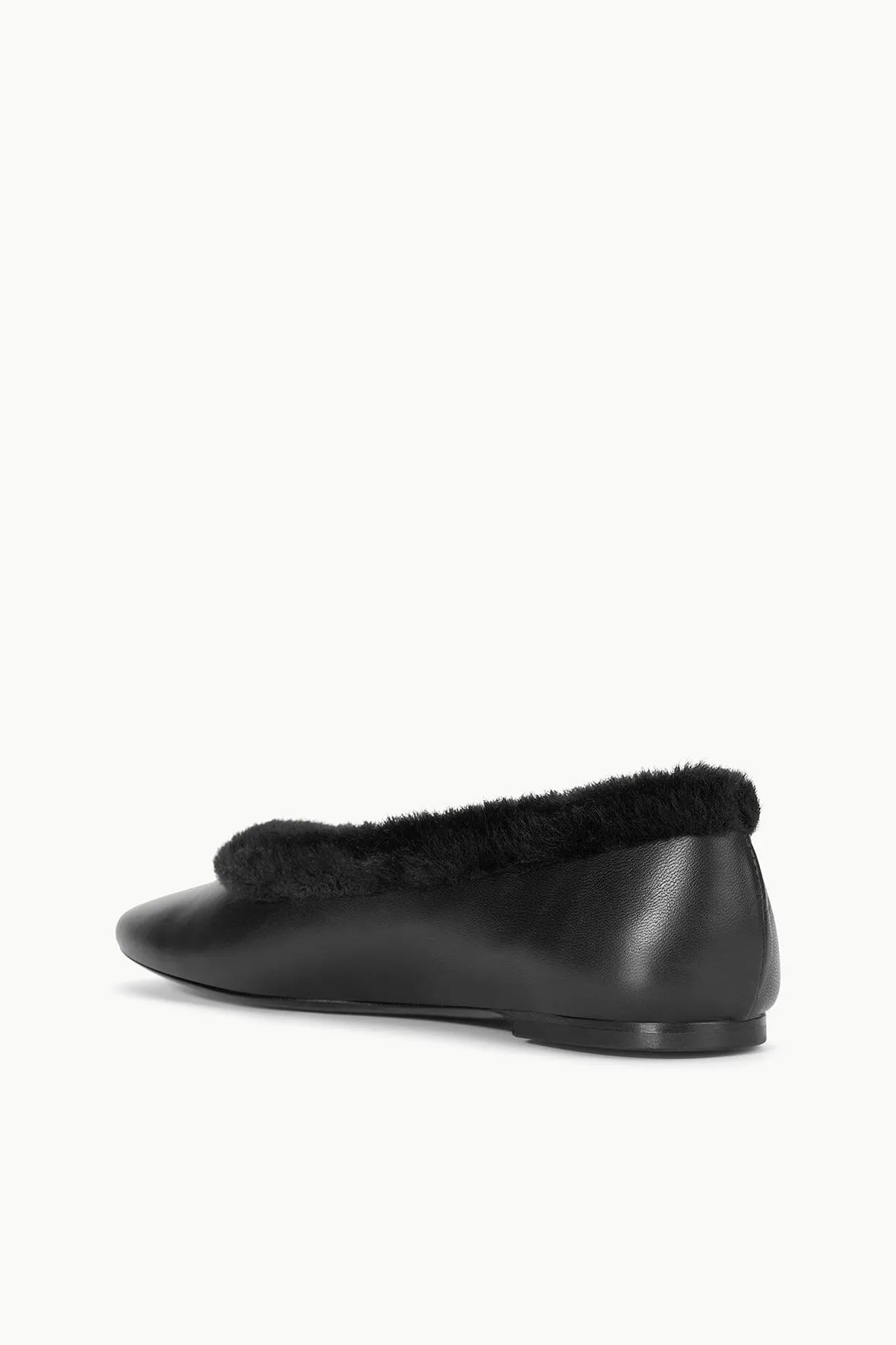 ALBA FAUX FUR TRIM BALLET FLAT | BLACK