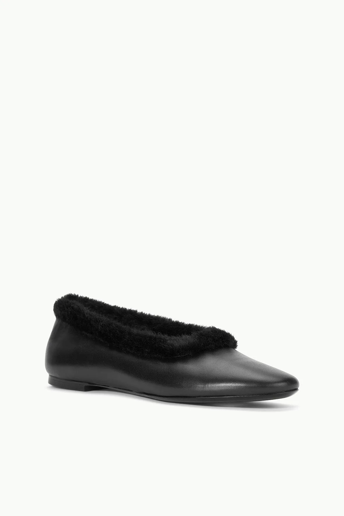 ALBA FAUX FUR TRIM BALLET FLAT | BLACK