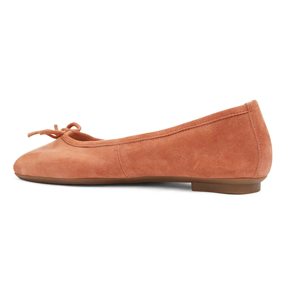 Alexa Flat in Orange Suede