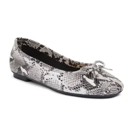 Alexa Flat in Taupe Snake Leather