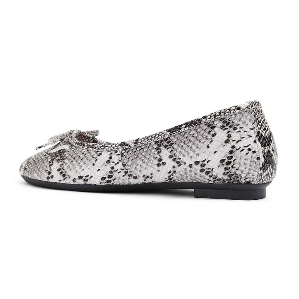 Alexa Flat in Taupe Snake Leather