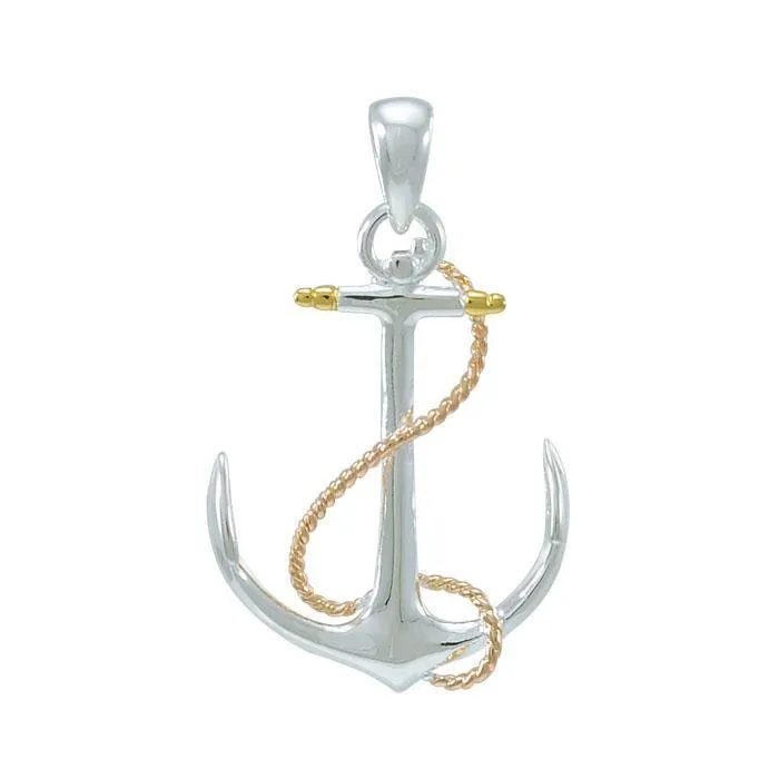 Anchor and Rope Three Tone Pendant OMG635