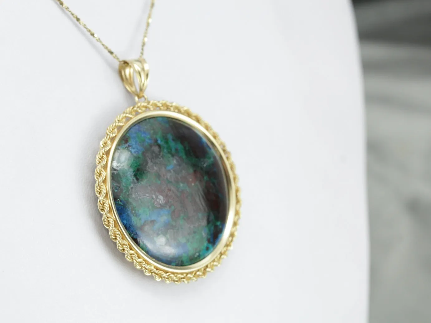 Apache Chrysocolla Gold Medallion Pendant