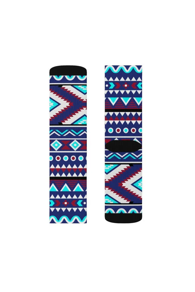 Aqua Aztec Sublimation Socks