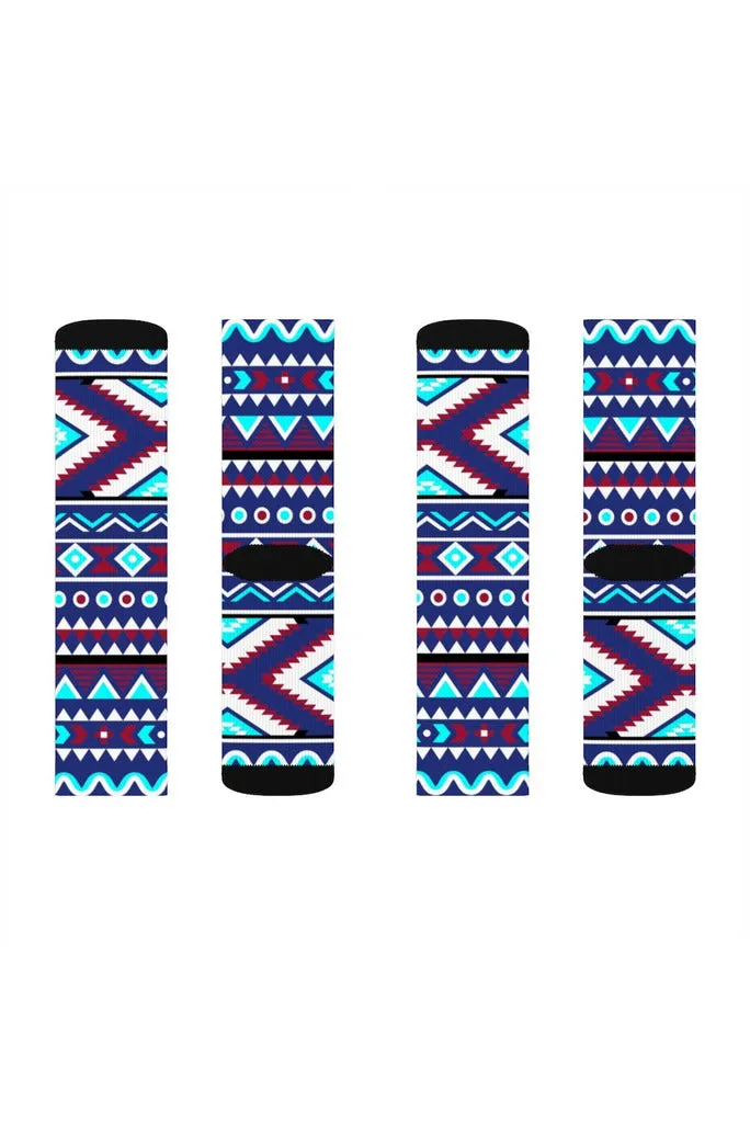 Aqua Aztec Sublimation Socks