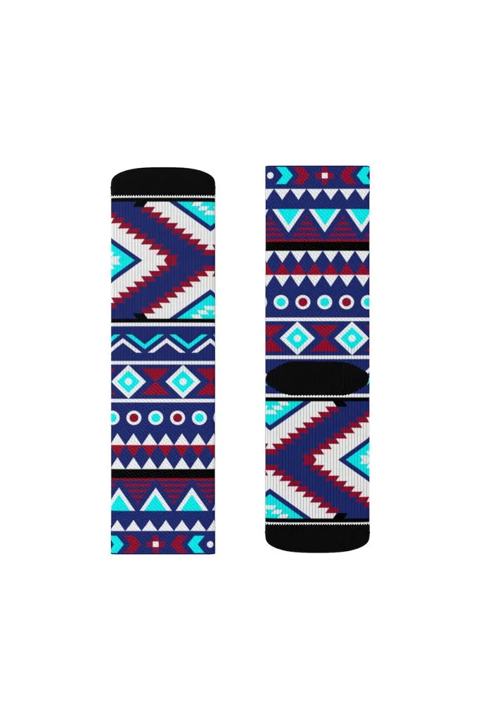 Aqua Aztec Sublimation Socks