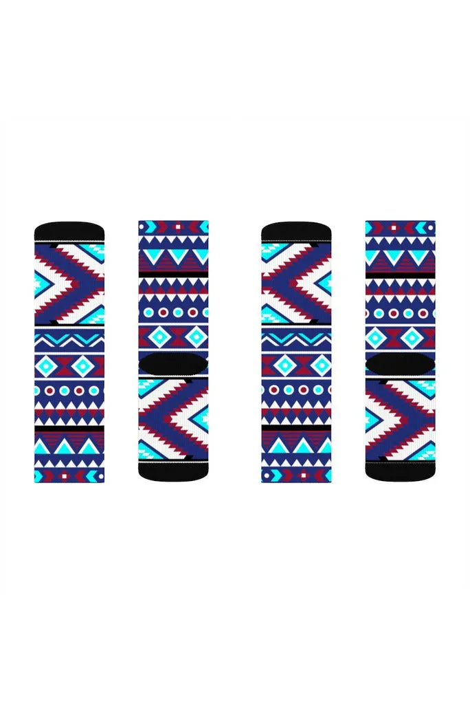 Aqua Aztec Sublimation Socks