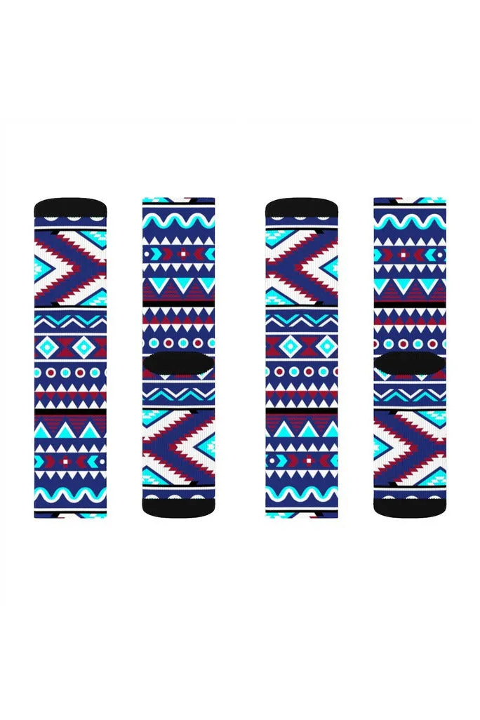 Aqua Aztec Sublimation Socks