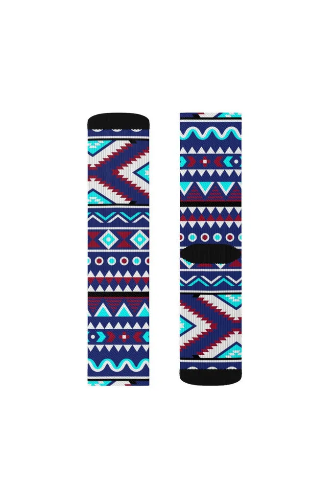 Aqua Aztec Sublimation Socks