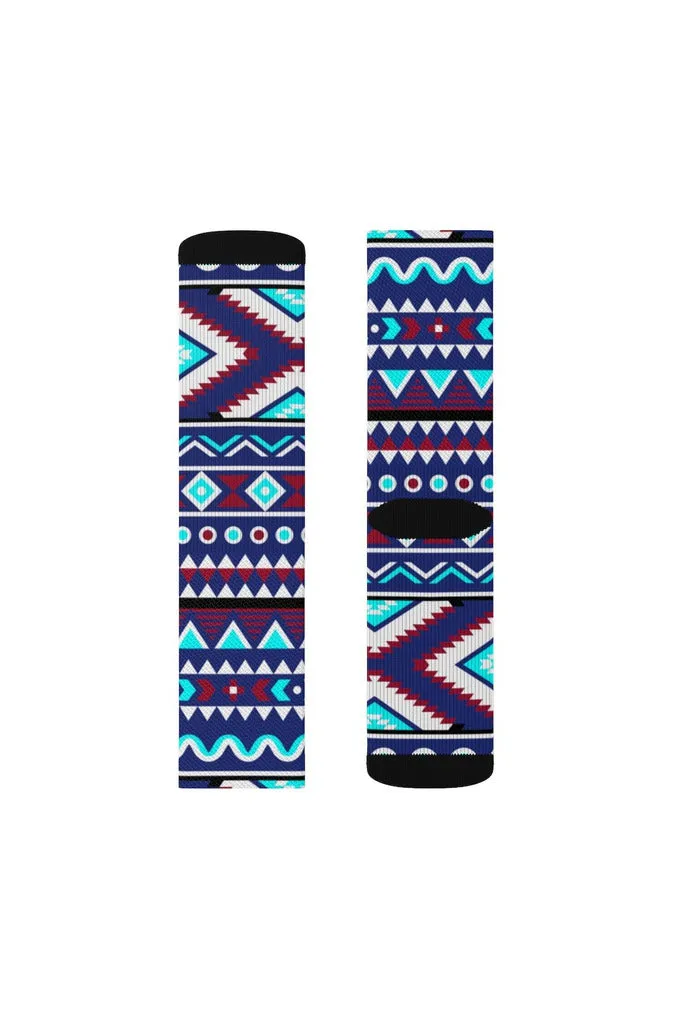 Aqua Aztec Sublimation Socks