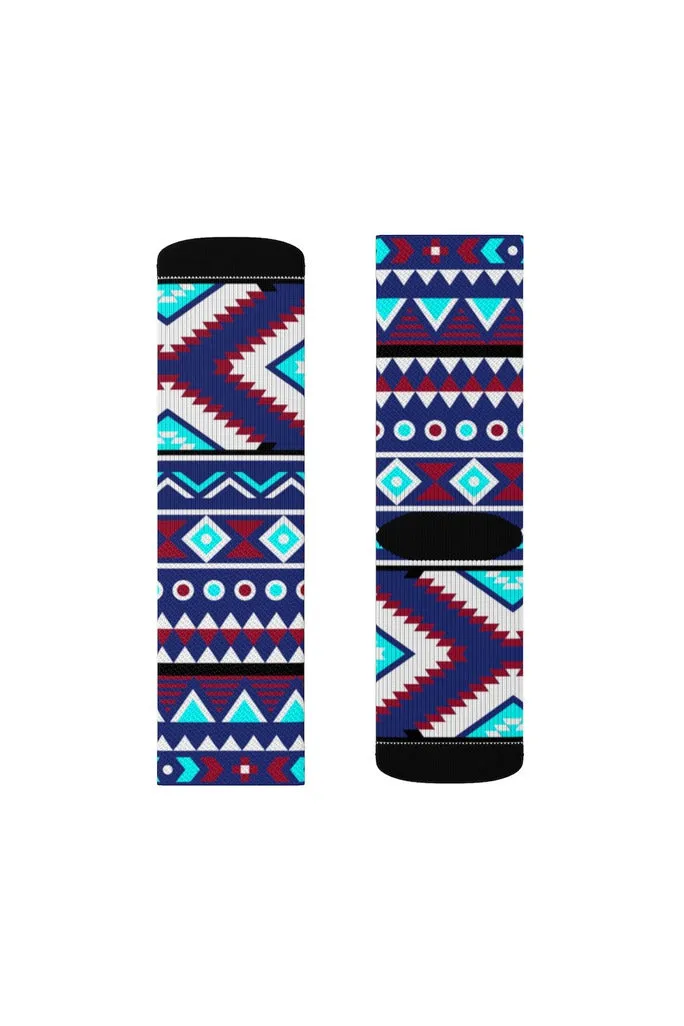 Aqua Aztec Sublimation Socks