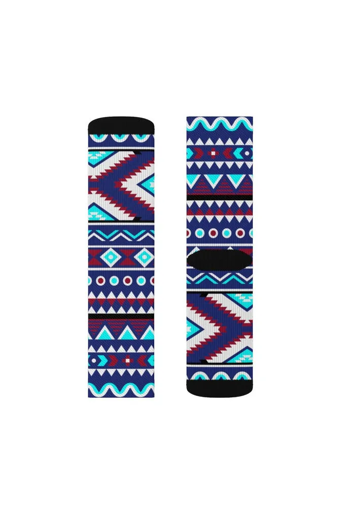 Aqua Aztec Sublimation Socks