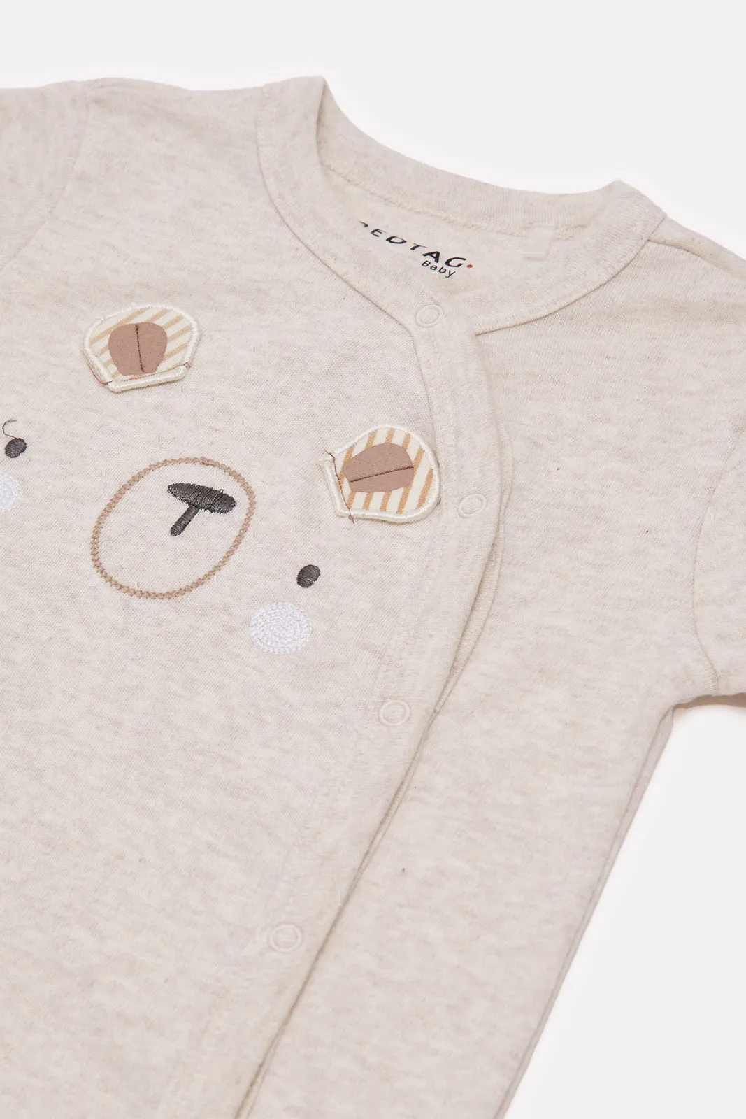 Baby Beige Koala Printed Sleepsuit