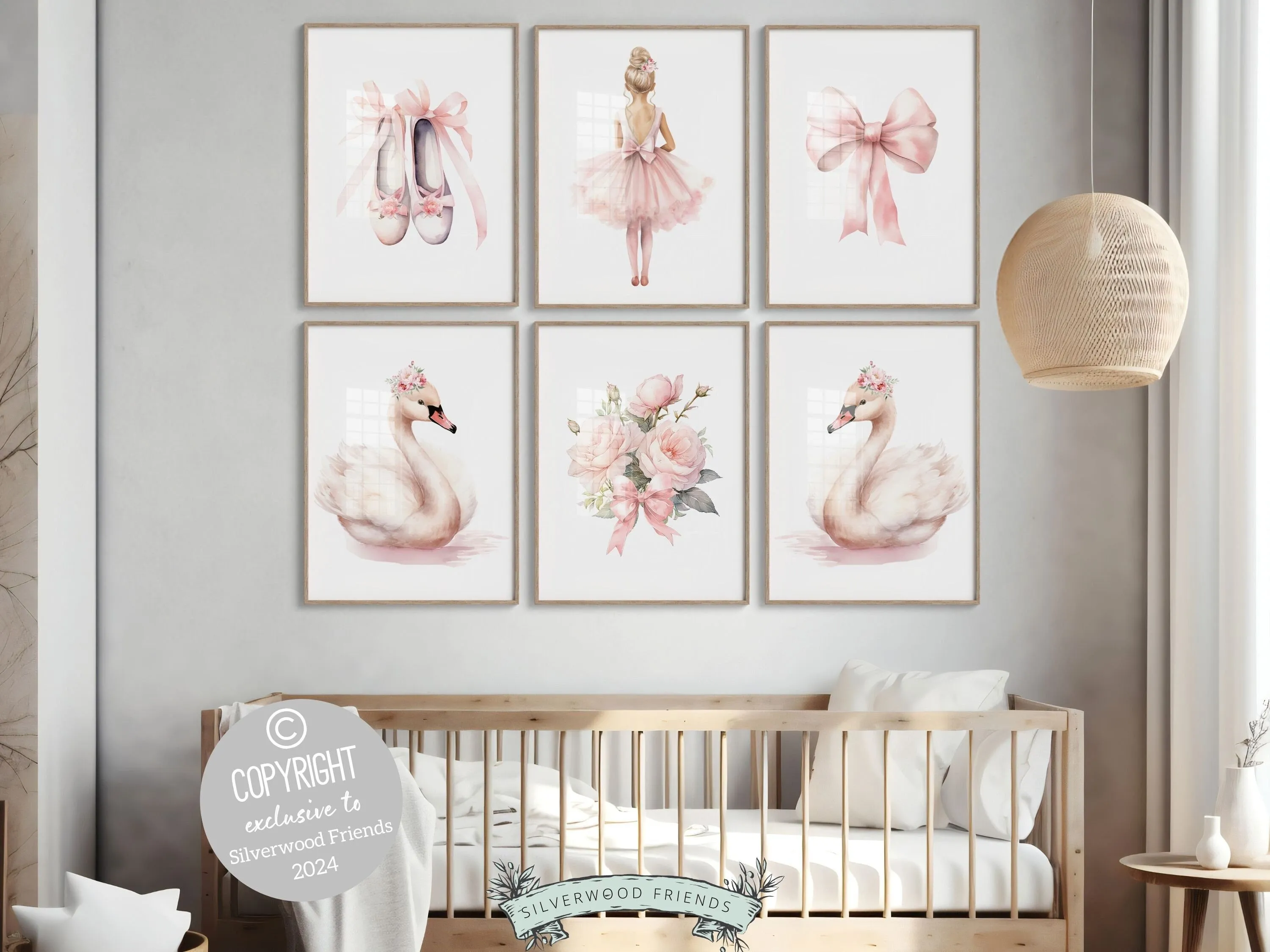 Baby Girl's Ballet Nursery Prints - Set of 6