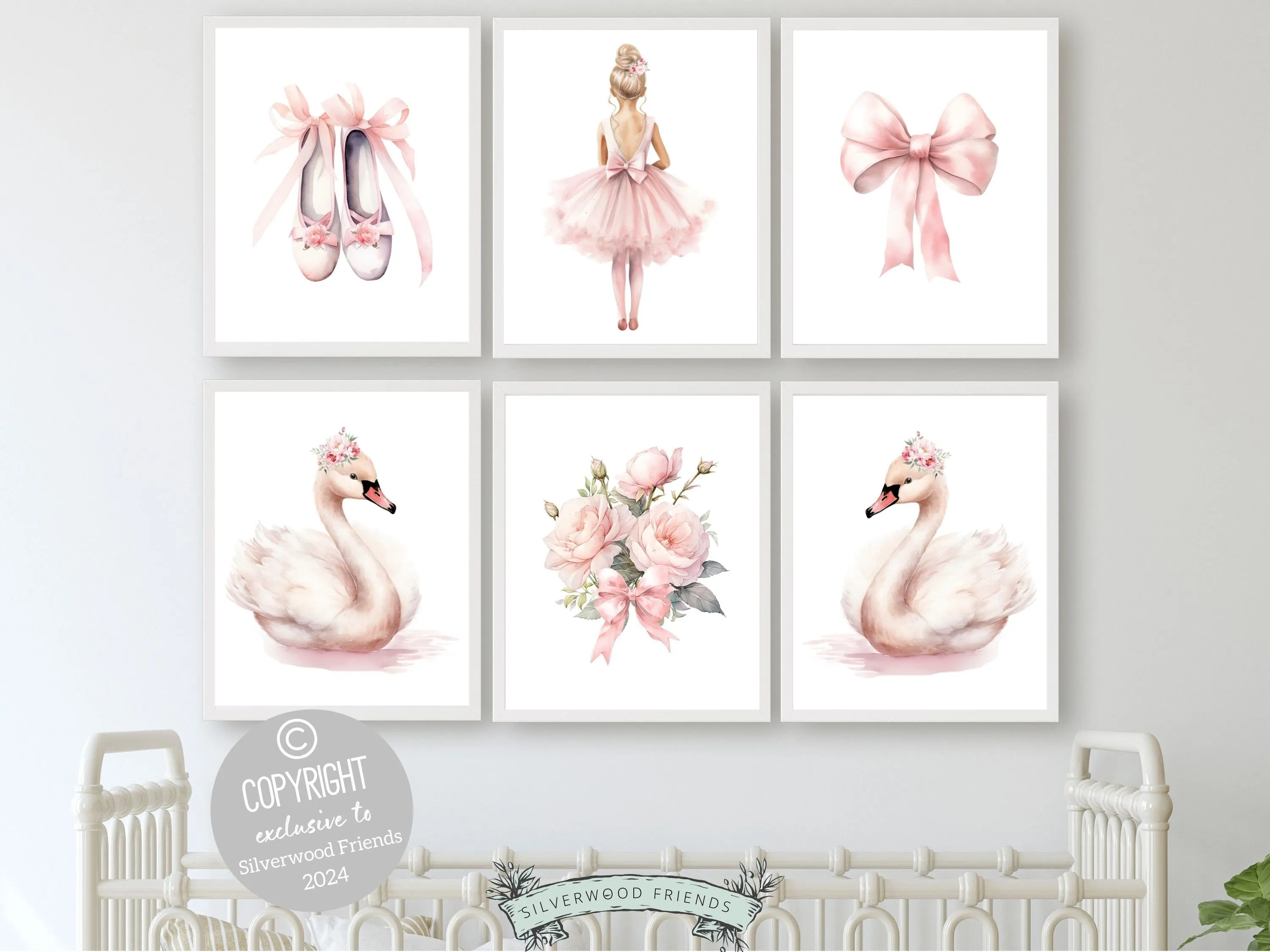 Baby Girl's Ballet Nursery Prints - Set of 6