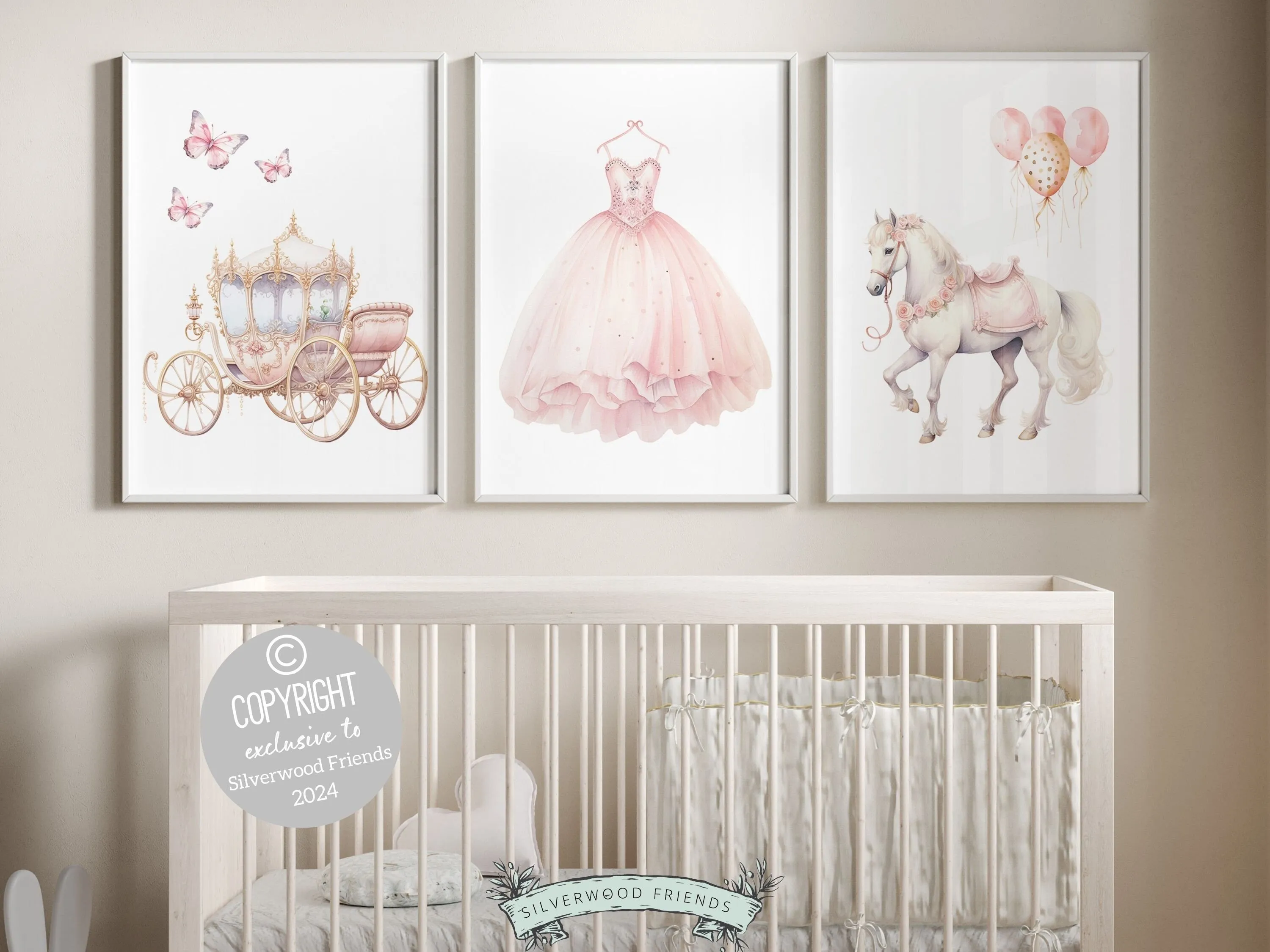 Baby Girl's Princess Nursery Prints - Set 3