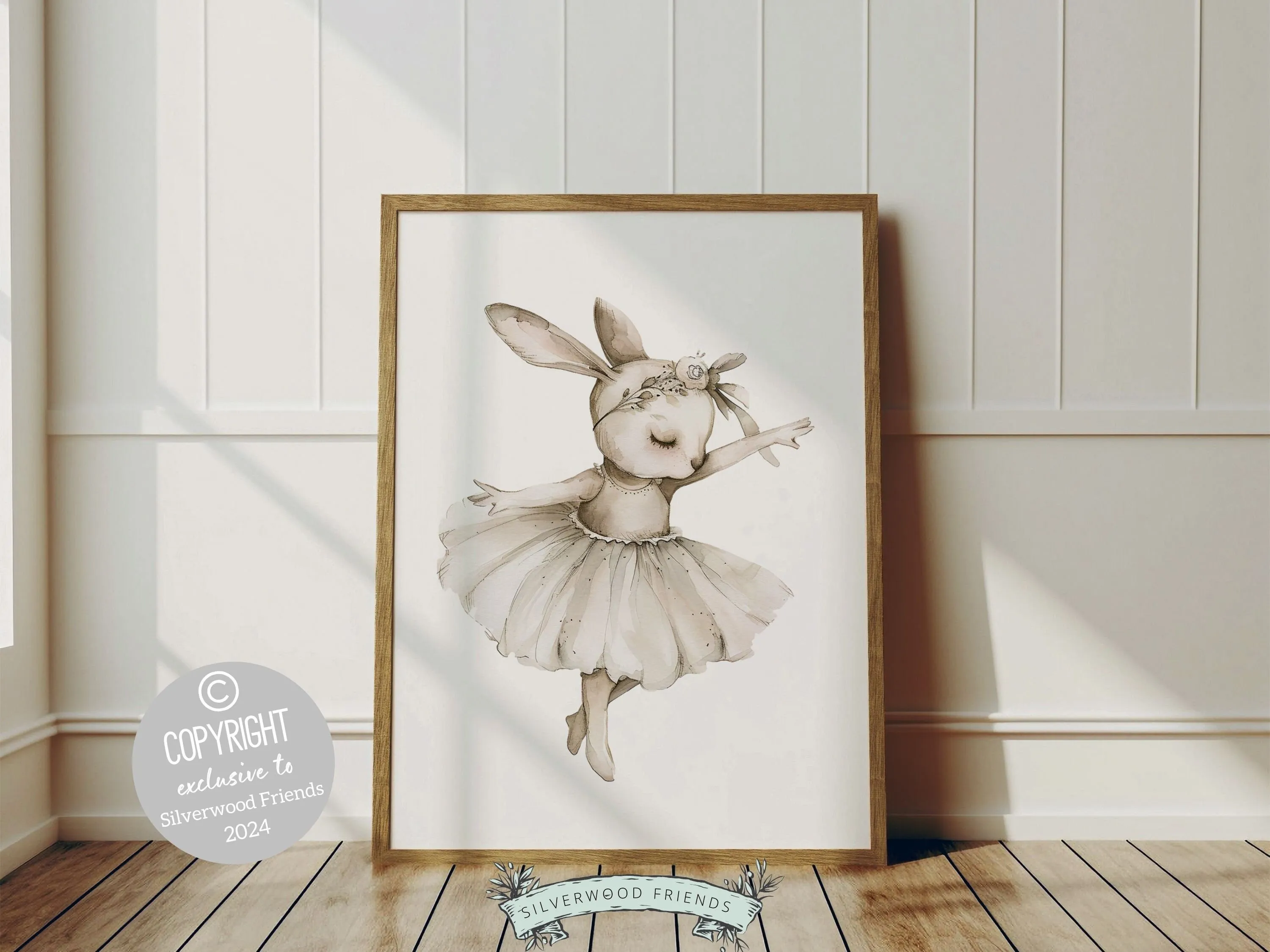 Ballerina Bunny Nursery Prints - Neutral Set 1