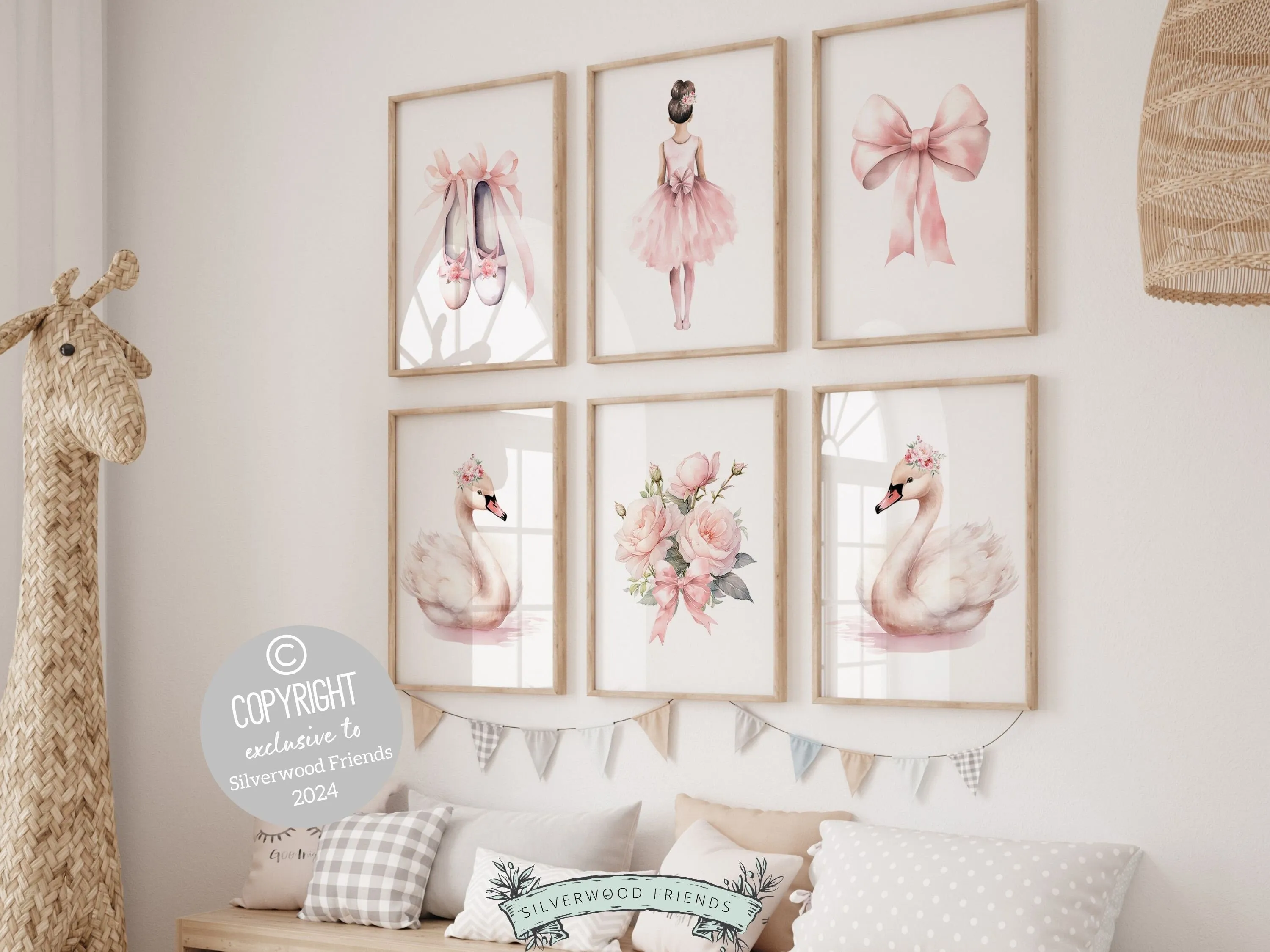 Ballerina Swan Nursery Prints - Set of 6