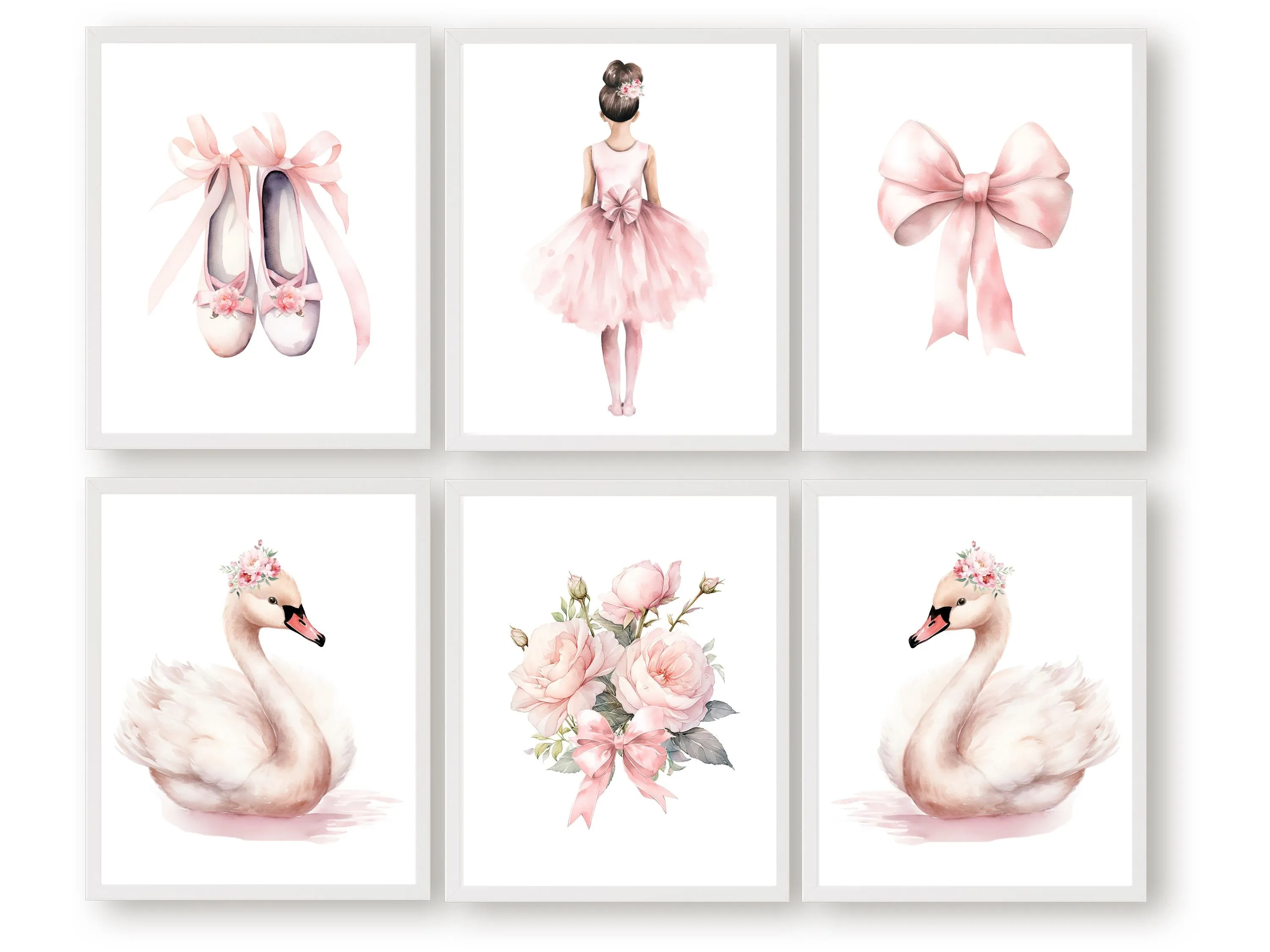 Ballerina Swan Nursery Prints - Set of 6