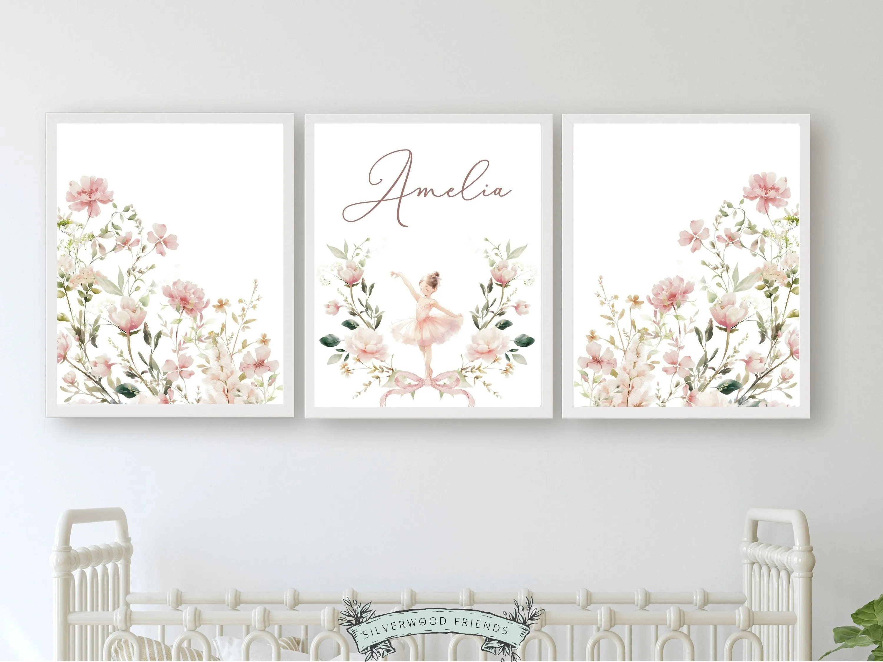 Ballet Baby Name Nursery Prints - Personalised - Set 1