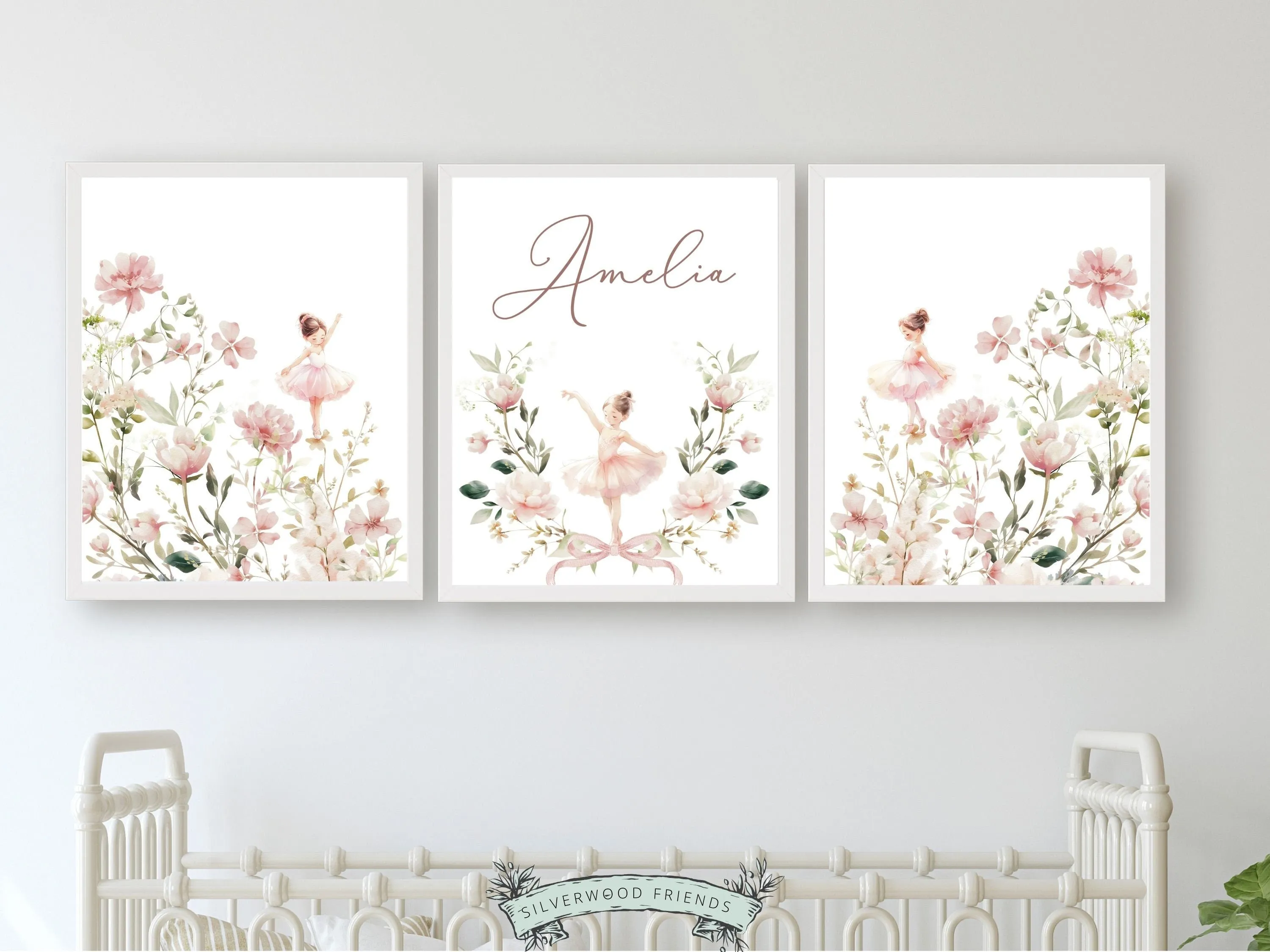 Ballet Baby Name Nursery Prints - Personalised - Set 2