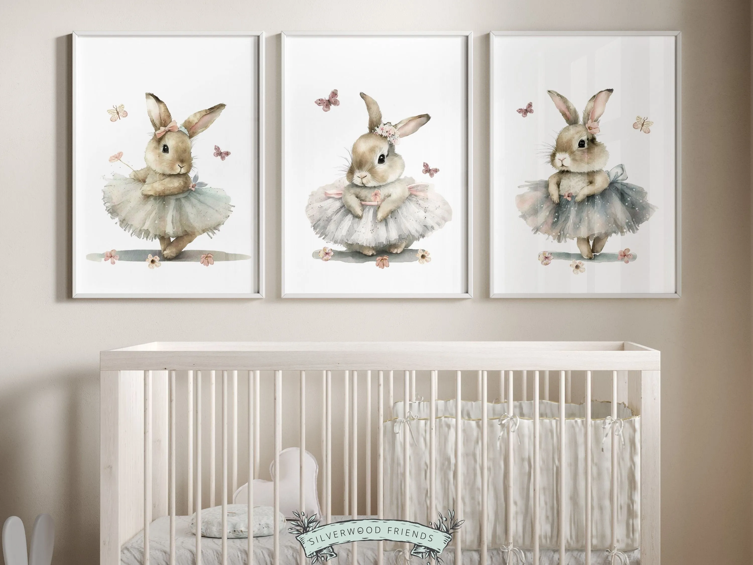 Ballet Bunny Nursery Prints Set of 3