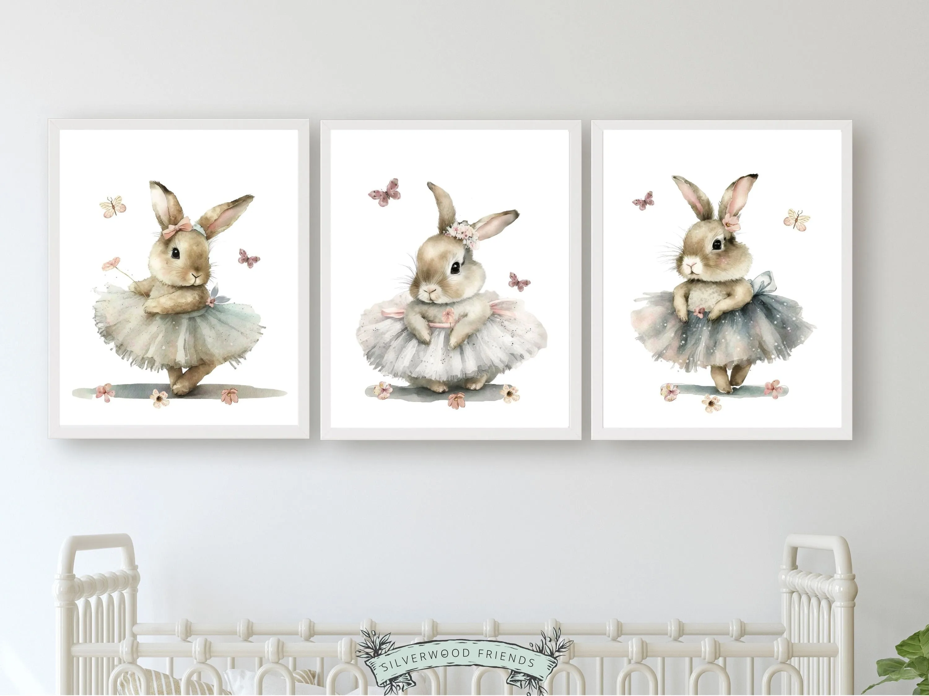 Ballet Bunny Nursery Prints Set of 3