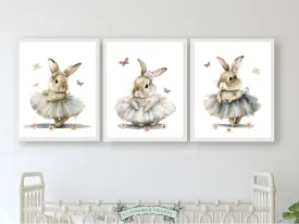 Ballet Bunny Nursery Prints Set of 3