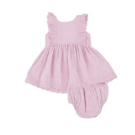 Ballet Pink Muslin Eyelet Edge Dress