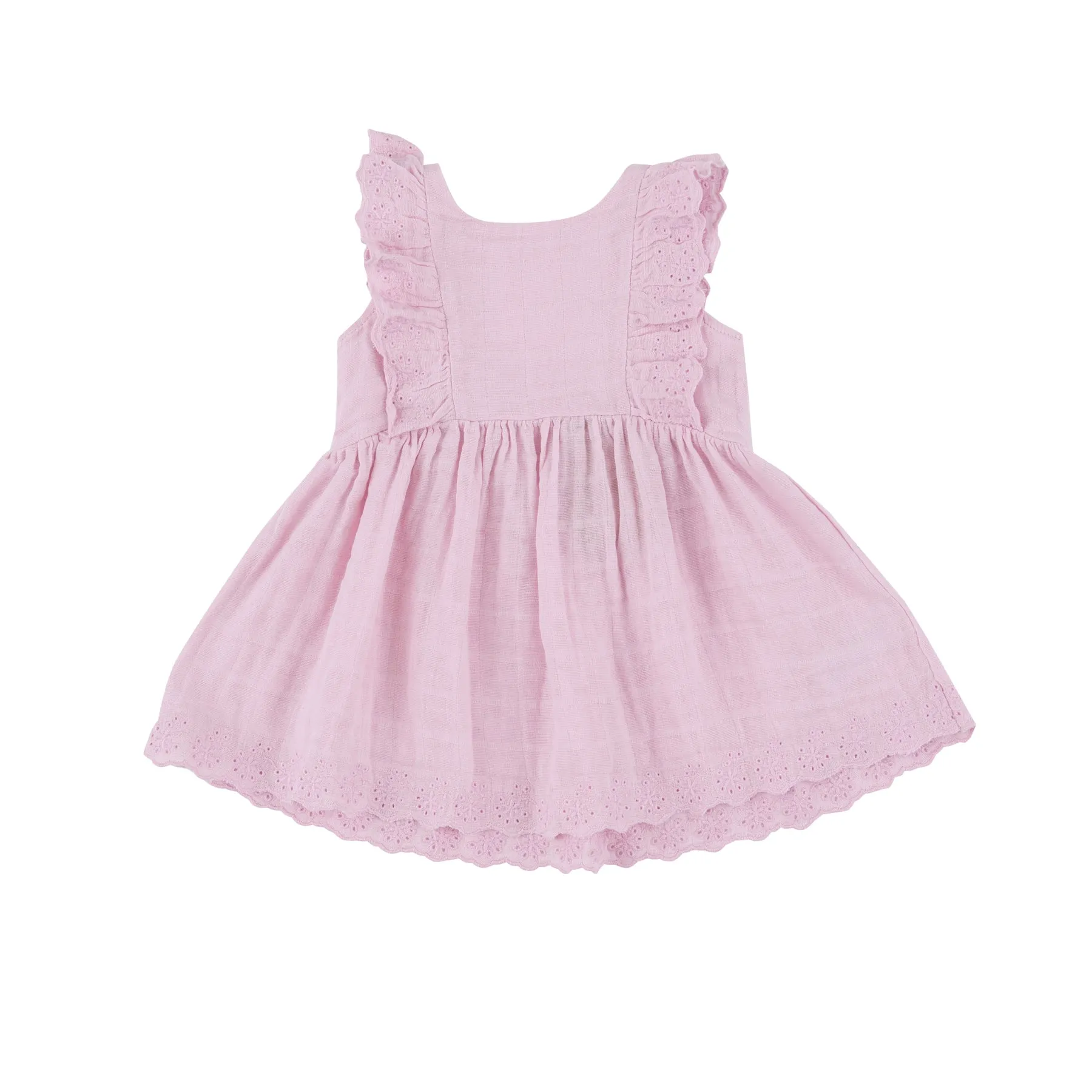 Ballet Pink Muslin Eyelet Edge Dress