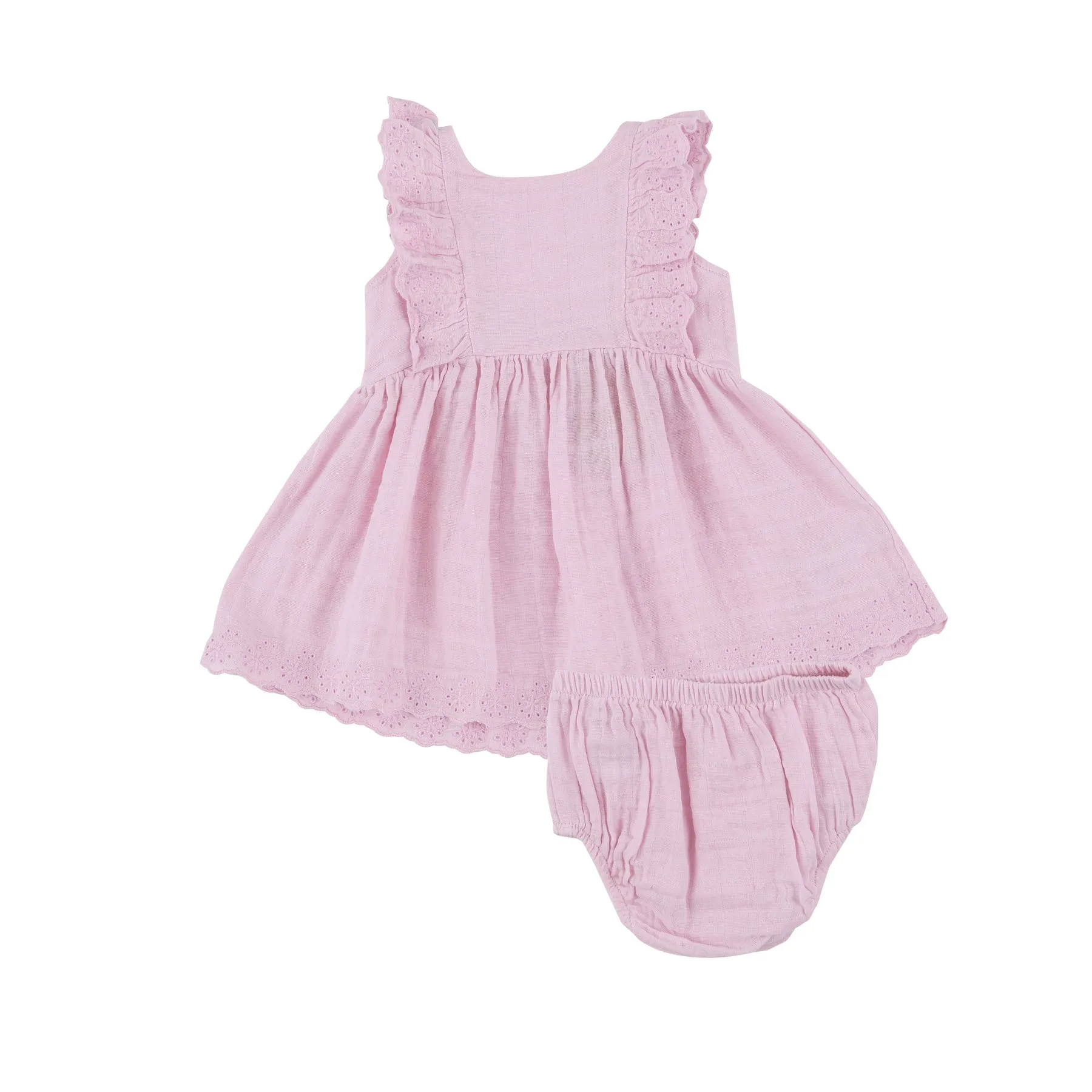 Ballet Pink Muslin Eyelet Edge Dress