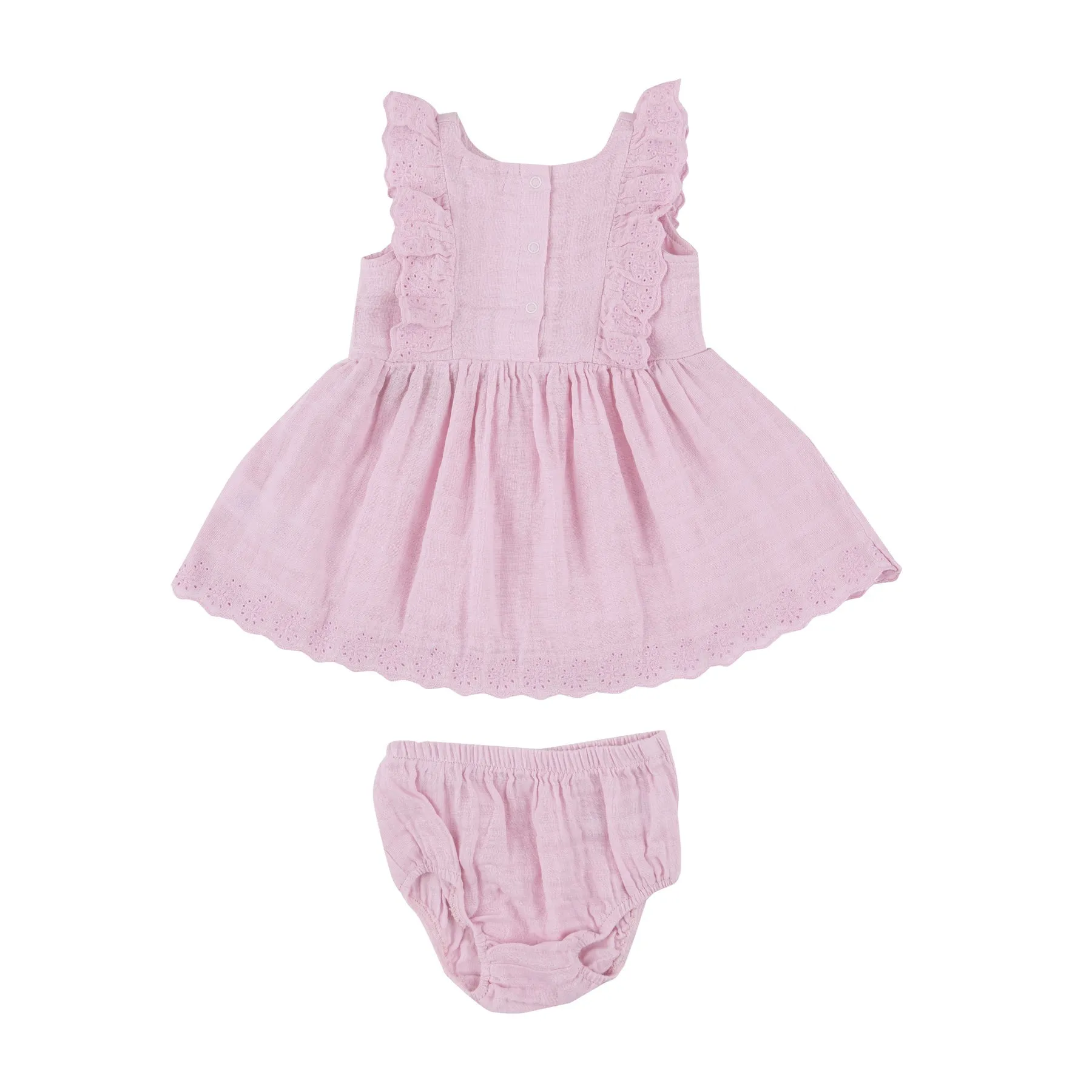 Ballet Pink Muslin Eyelet Edge Dress